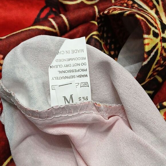 Red butterfly print blouse with sequin sleeves Sz M NWOT - Picture 7 of 7